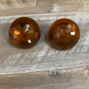 Vintage Dalsheim Faceted Amber Color Clip Earrings